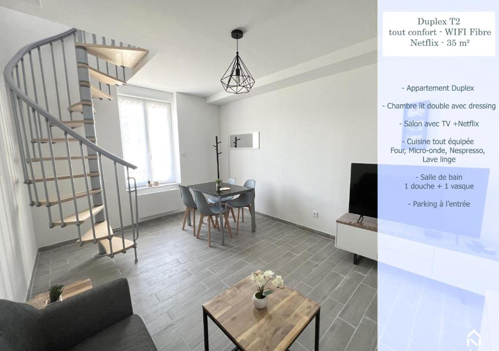 Gond-Pontouvre Apartment | 180B - Duplex T2 Tout Confort - Wifi Netflix