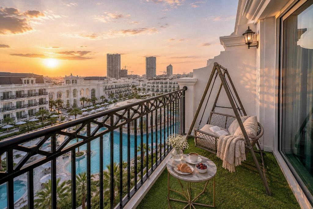 Al Barsha Apartment | 1BR Private Lagoon Resort Escape & Sunset Balcony By Green Sky Holiday Homes