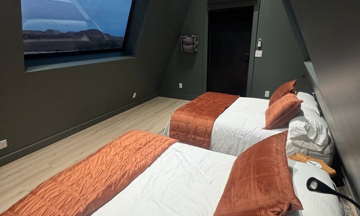 Teasdale Cabin | #54 Star-Gazing A-frame Cabin, 2 double beds, No Pets, Bathroom at bathhouse