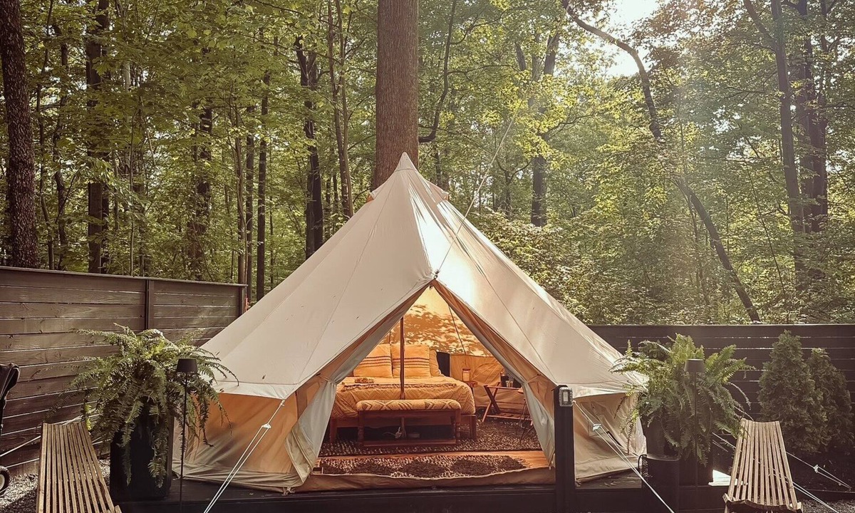 Denver House | A luxurious glamping tent nestled in the trees.