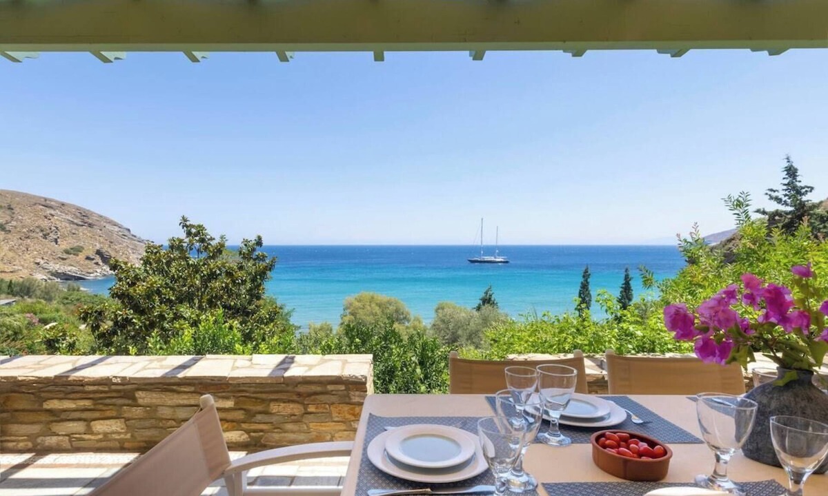 Steniai Villa | Andros 2 down ·Rock Coastal House with Sea Views