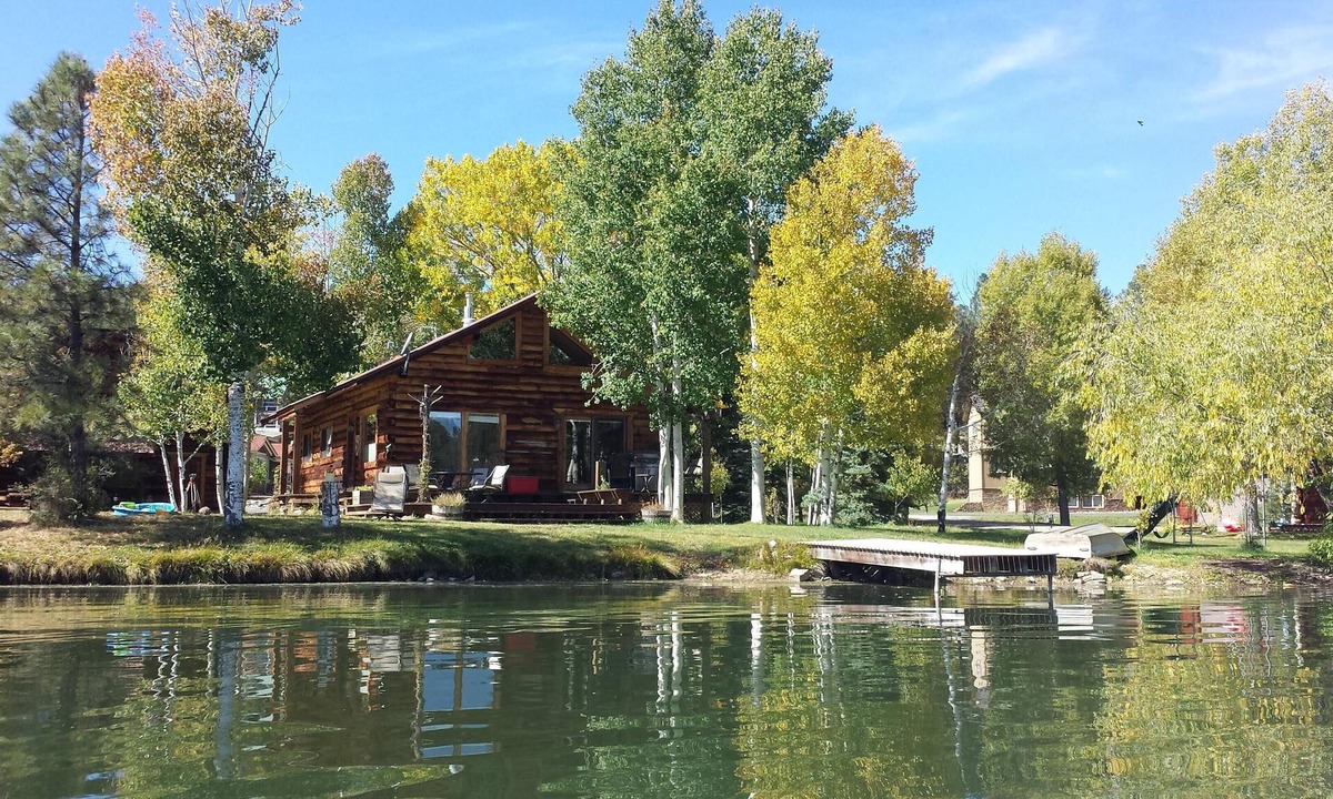 Pagosa Springs Cabin | Authentic lakefront log cabin with mountian views. Ice off! Come fishing!