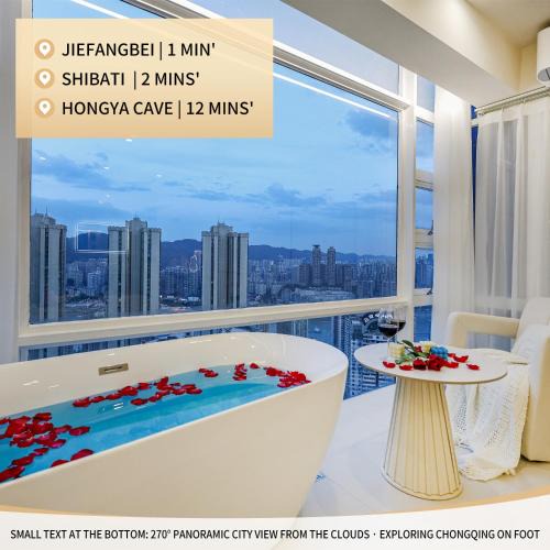Yuzhong Apartment | Baihong Sky View Studio with Deep Soak Tub - Jiefangbei Center