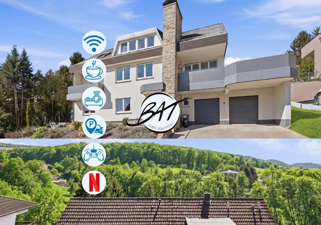 Trierweiler Apartment | BAT Home Solutions Trierweiler - alles was ein Hotel nicht bietet - 5 Apartments 40 bis 120 qm für bis zu 29 Personen - 5-Raum-Apartment barrierefrei - 60 qm Balkon mit Blick bis Luxemburg - einzeln bis komplett buchbar - 3 Min zur A64