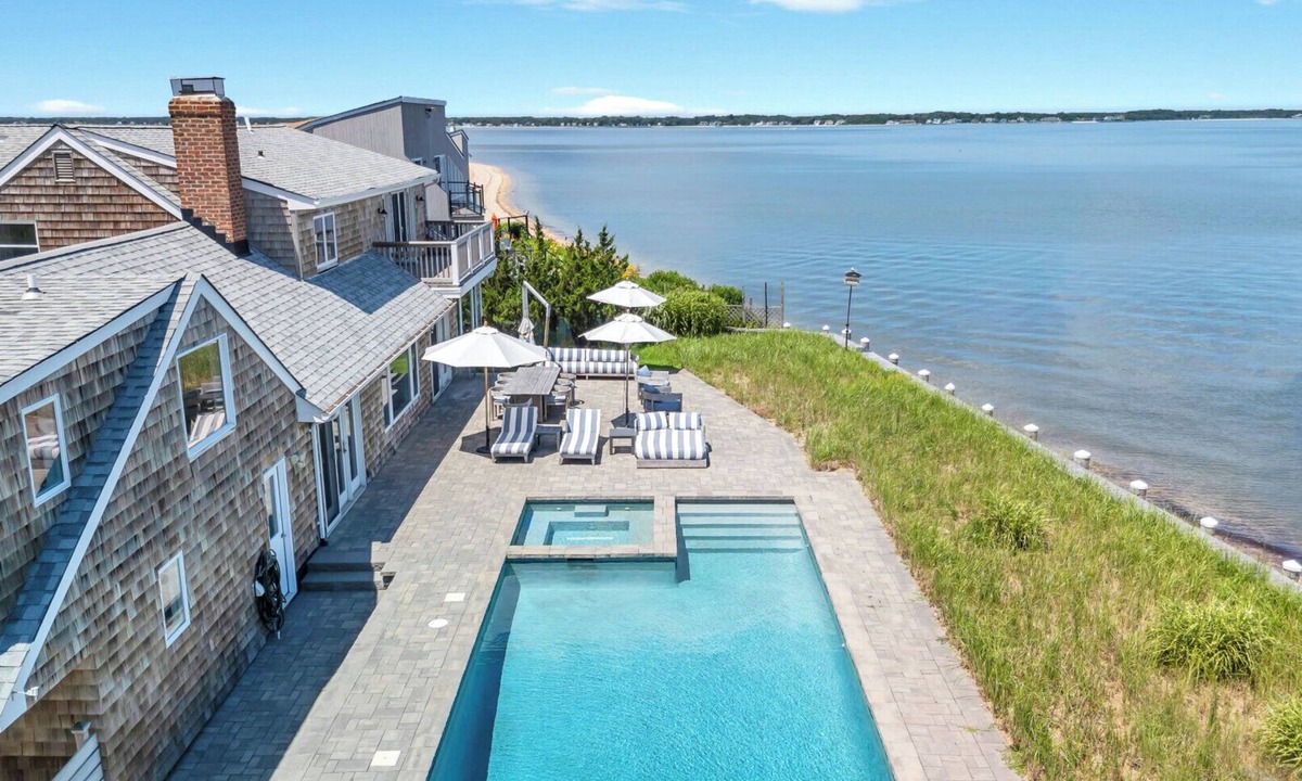 Hampton Bays House | Bayfront Luxury Retreat with Heated Pool, Private Beach, and Sweeping Water...