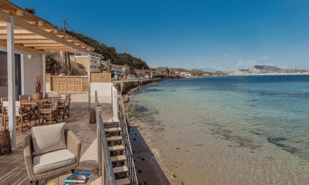 Argassi Villa | Beach-Front Zakynthos Villa | Bleu Beach Villa | 3 Bedrooms | Stunning Panoramic Sea Views | Modern Furnishings