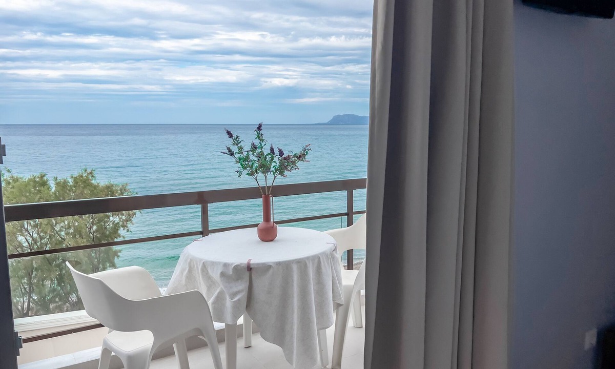 Agia Marina Apartment | Beachfront Room with Balcony Overlooking the Mediterranean Sea