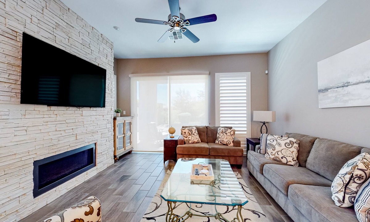 Fireside at Norterra House | Beautiful desert home near trailheads with yard, grill, and mtn views - dogs ok