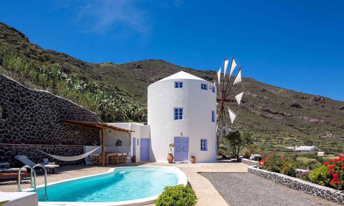 Imerovigli Villa | Blue Windmill Santorini luxury villa with Private Heated Pool and sea view