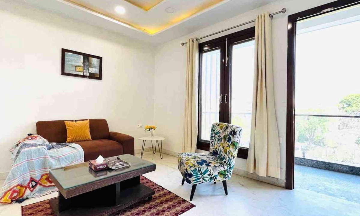 New Delhi Apartment | BluO 1BHK City Centre - Balcony, Lift, Terrace