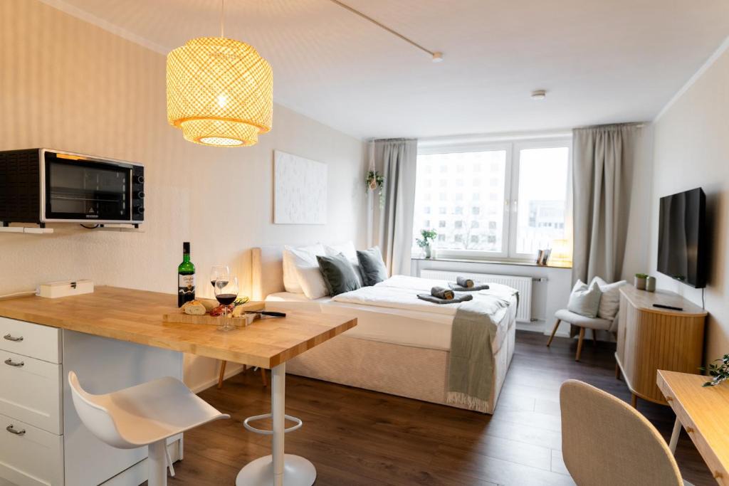 Stadtmitte Apartment | Business Studio Wolfsburg Fußgängerzone mit Parkplatz & Küche
