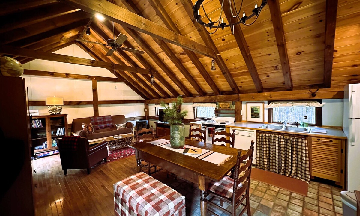 Jay Cabin | Camp Creaky Birch, cozy 2-bedroom cabin with privacy, firepit and deck.