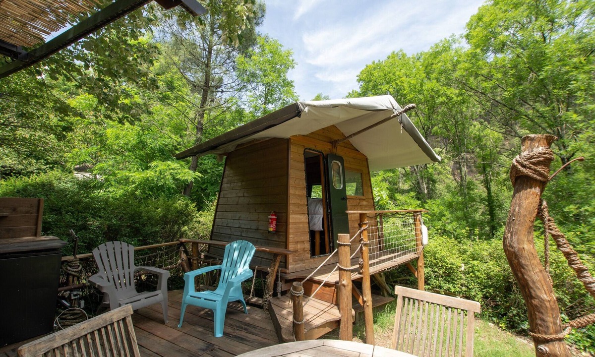 Malbosc RV Rental | Caravan 'La Pêcherie' with Private Terrace