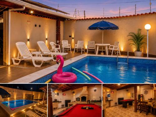 Jardim Real House | Casa Lindíssima e Espaçosa com 2 Piscinas - Adulto e Infantil, Perto da Praia, Opção da Piscina Adulto Aquecida Cobrado à Parte, 4 Quartos Frente as Piscinas, Área Gourmet Completa com Churrasqueira, Forno e Fogão a Lenha, Mesa de Bilhar, Lareira na Sala