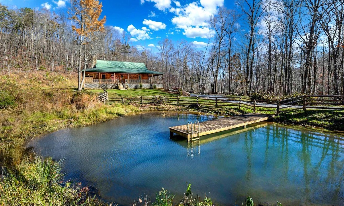 Saluda Cabin | Charming Blue Ridge Cabin w/Private Pond & Waterfall | Deer Haven by AvantStay