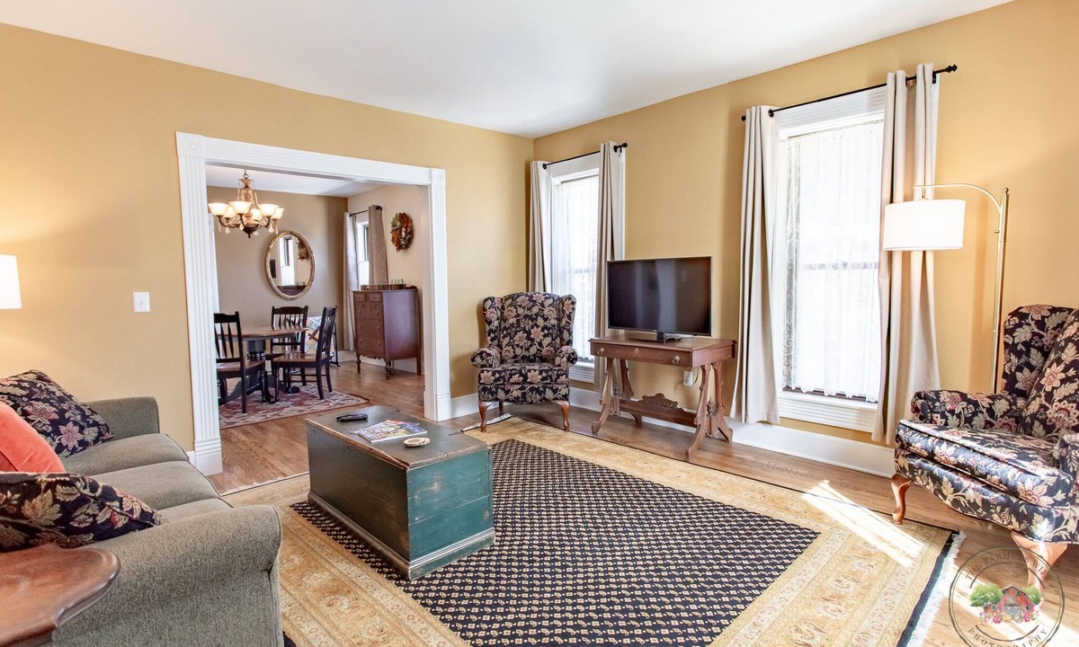 New Glarus Apartment | Charming Downtown Two Bedroom w/Fireplace