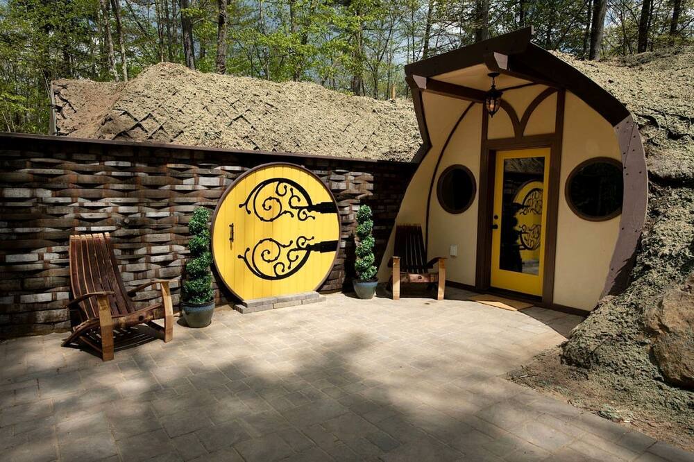 Springvale Cabin | Charming Luxury Hobbit House with Private Hot Tub in Tranquil Woodlands on Littlefield Pond in Springvale, Maine
