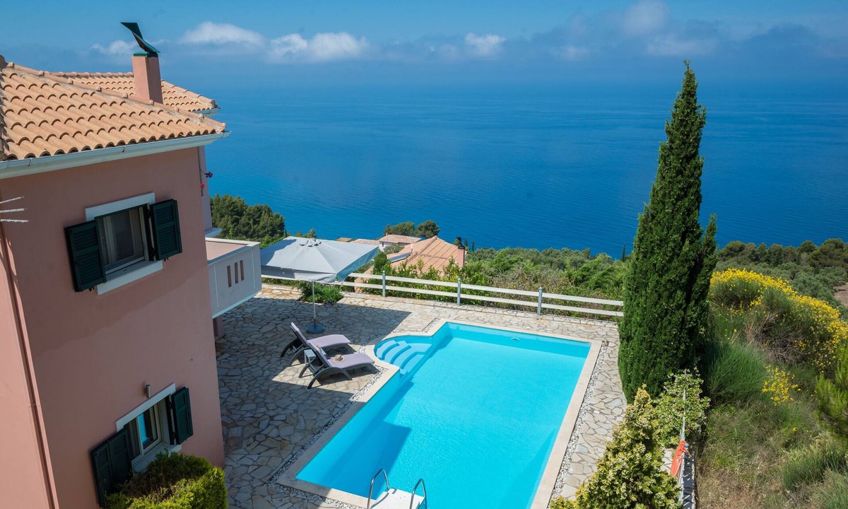 Evgiros Villa | Charming villa, private pool, stunning seaviews/sunsets, walk to village-Melina