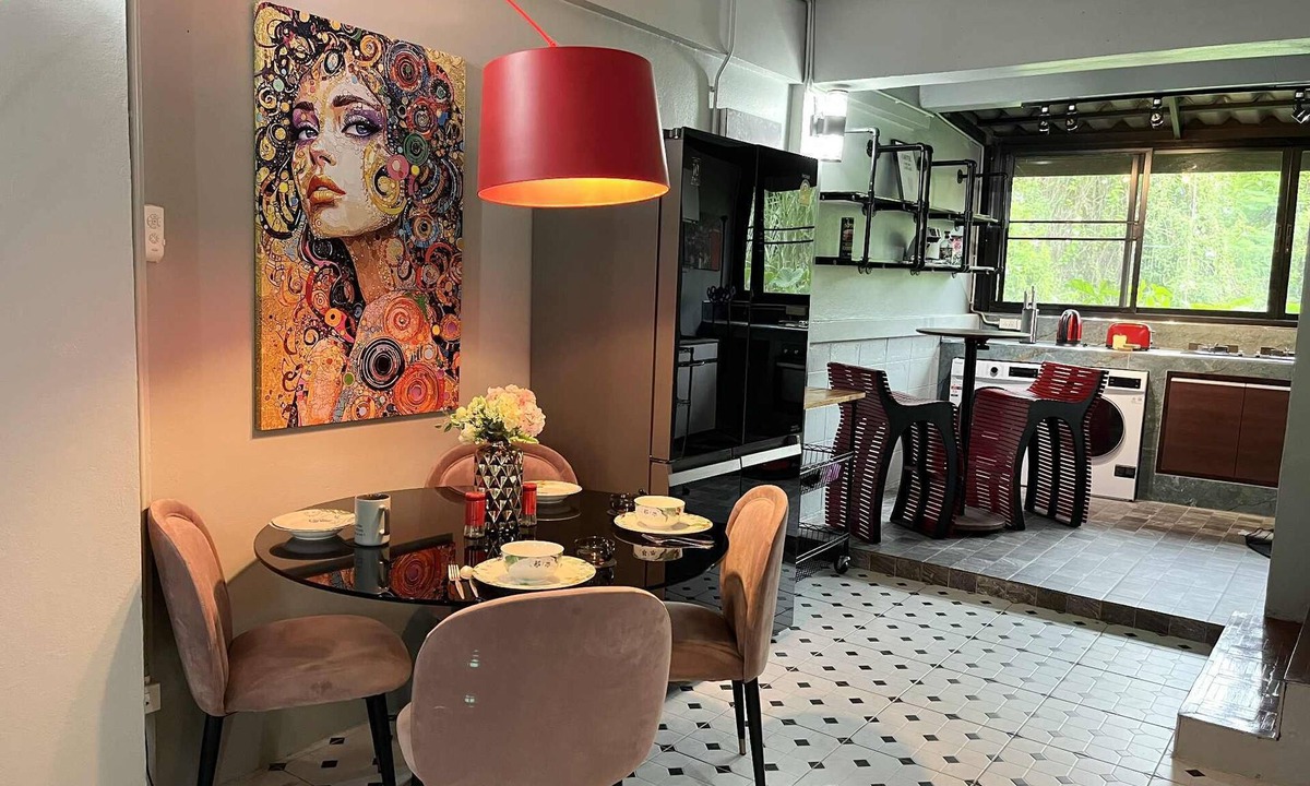 Hai Ya House | Chef’s kitchen-multiple balconies- eye popping art-this duplex has it all