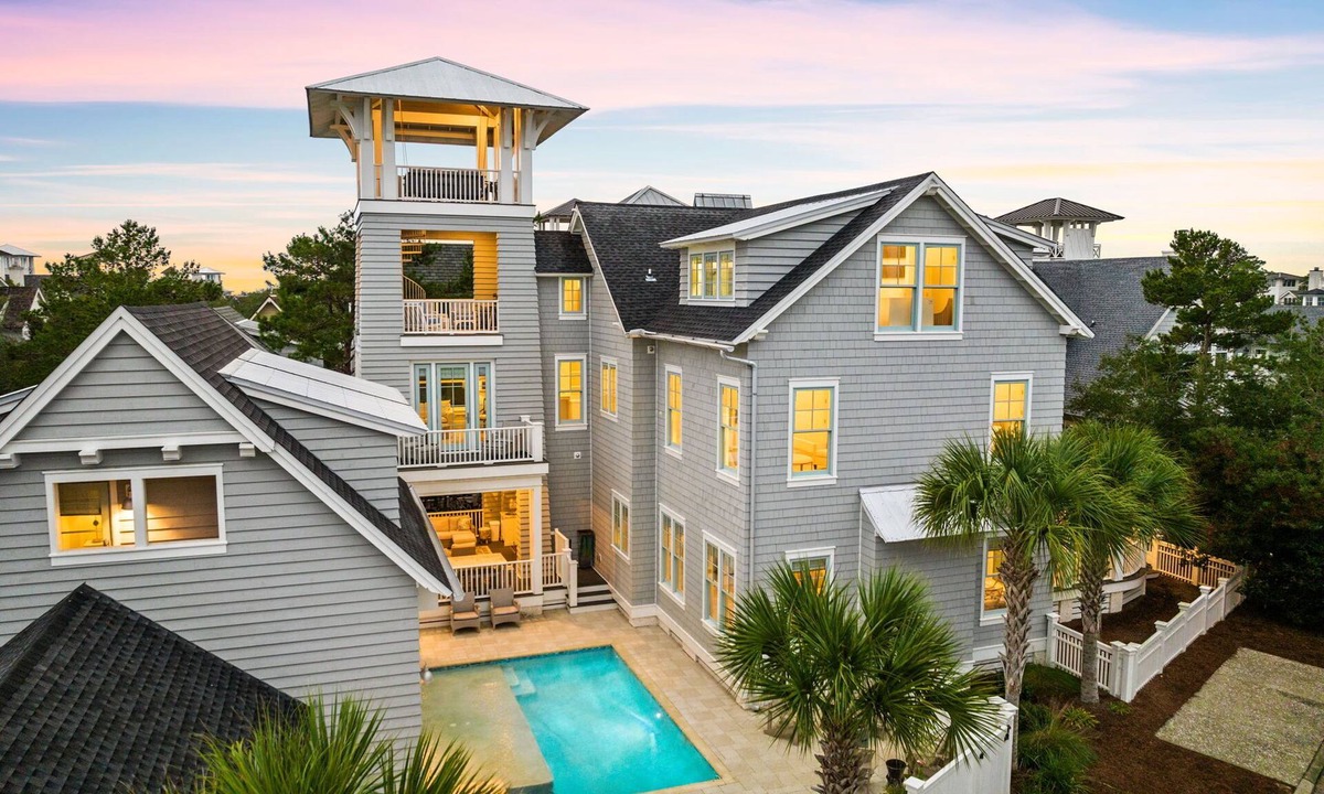 WaterSound Beach House | Coastal Getaway with Private Pool, Elevator, Lookout Tower and Golf Cart