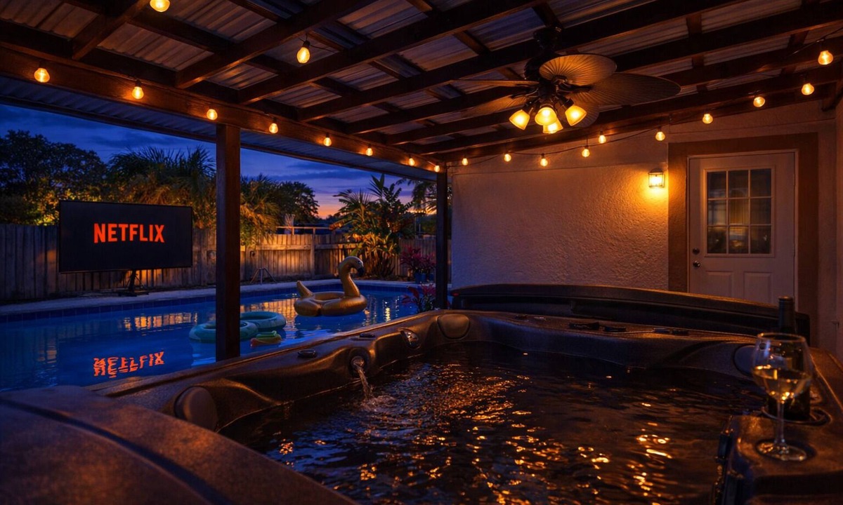 Cocoa Isles House | Cocoa Beach Oasis | Heated Pool + Spa | Outdoor Movie Nights | 4BR Luxury Retreat