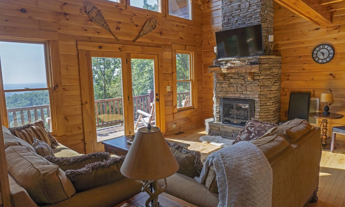 Lake Lure Cabin | Cozy Cabin w/ Breathtaking Mountain view, hot tub, fire fit, game room & luxury.