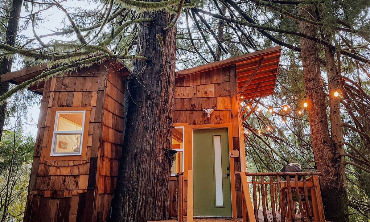 Riverbend Cottage | Cozy, modern treehouse w/WiFi & Smart Projector, outdoor shower & soak tub