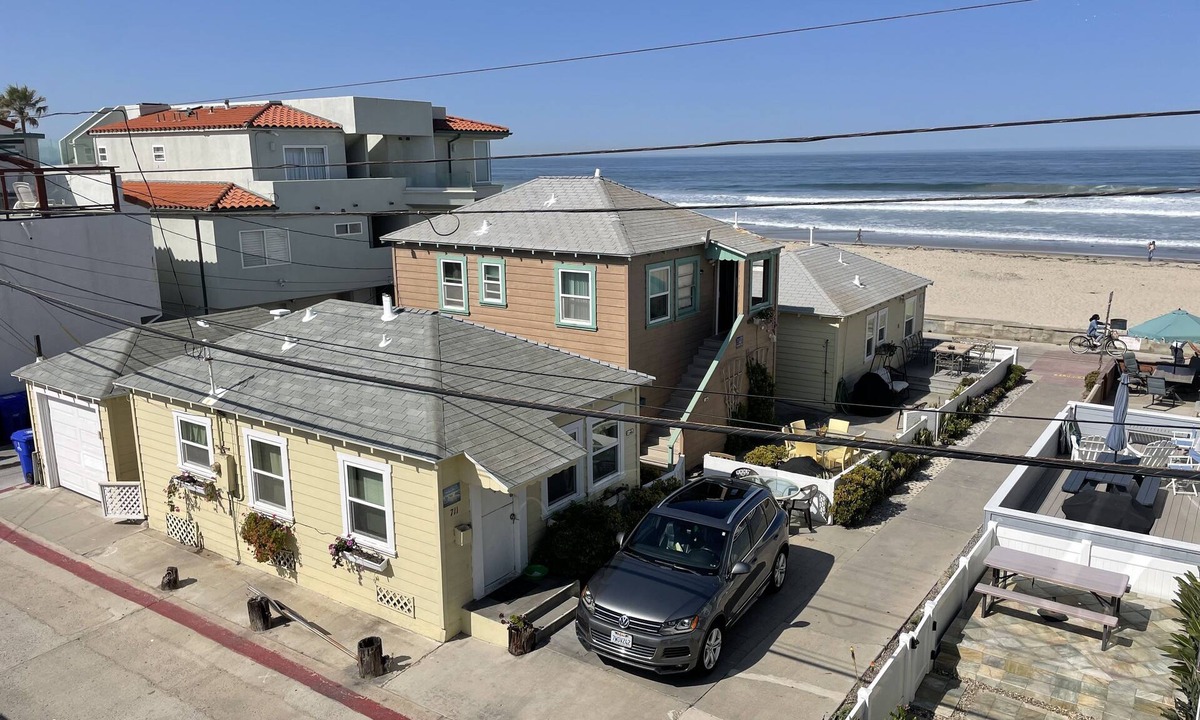 Mission Beach Cottage | Cozy Ocean Front/View Beach Cottages- 4 cottages rented together- Sleeps 16-20