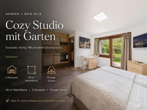 Gamsen Apartment | Cozy Studio with a Garden