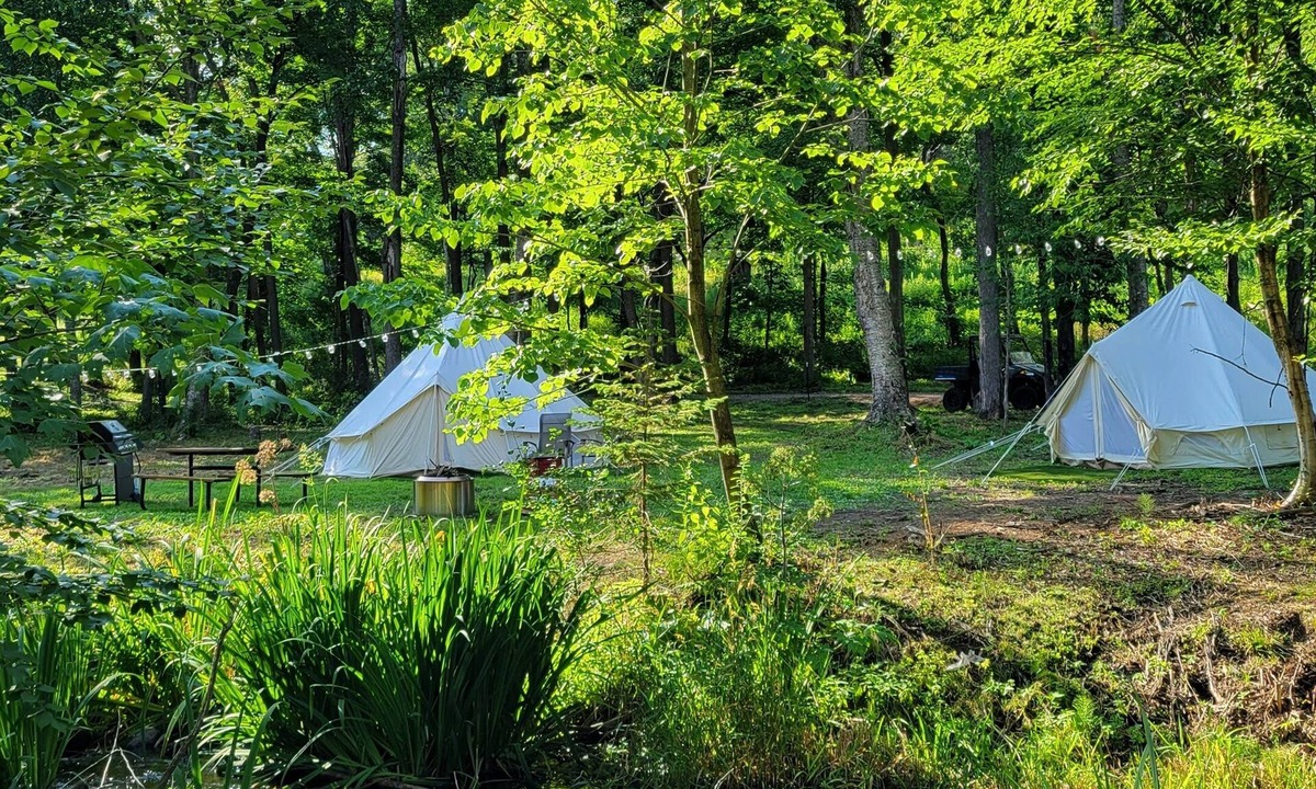 St Croix Falls RV Rental | Creekside Group Glamp Site at Big Rock Creek!