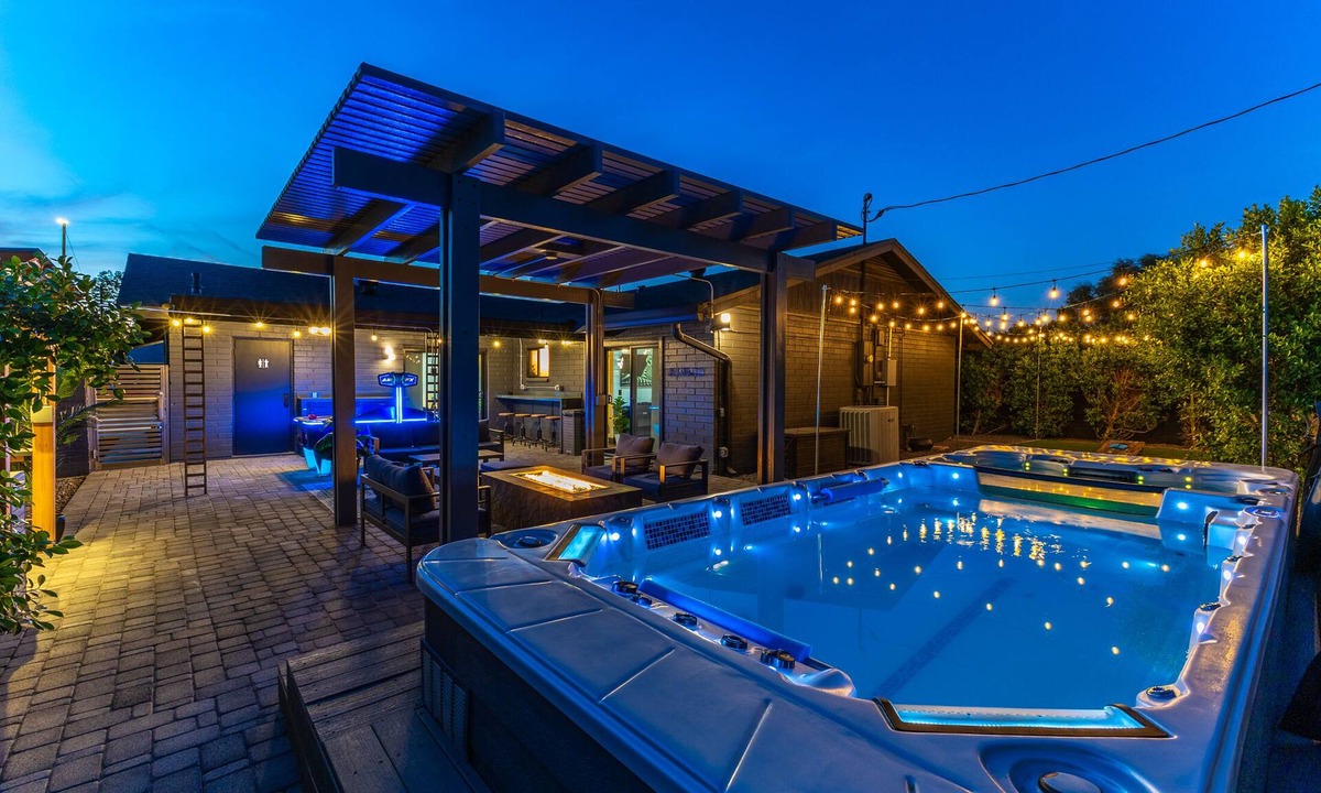 Gilbert House | Downtown Gilbert Home with Arcade Room, Steampunk Themed, Swim Spa, Hot Tub