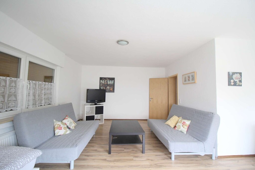 Eitorf Apartment | E06 Workers Apartment in a quiet location in Eitorf with a terrace with a seating area