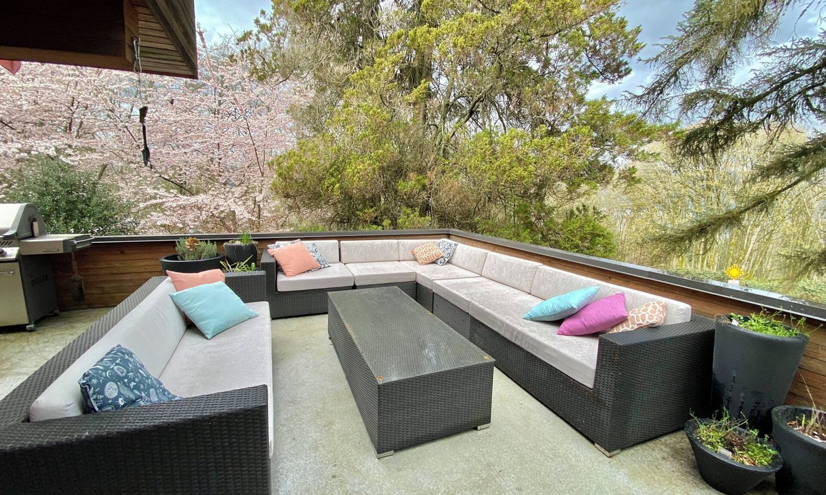 Burnaby House | Executive home on Capitol Hill at forest edge with hot tub, fire pit, backyard