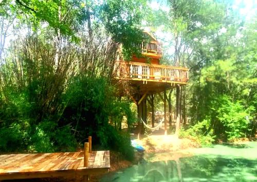 Waller House | Fun for All Ages: Treehouse with Waterfront Deck for Families in Grimes County, TX
