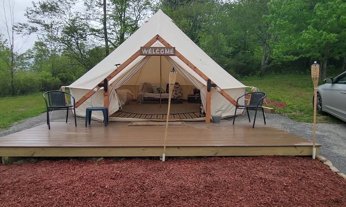 Mount Vision RV Rental | Glamping at Coyote Hollow Park Family site now with soaking tubs*!