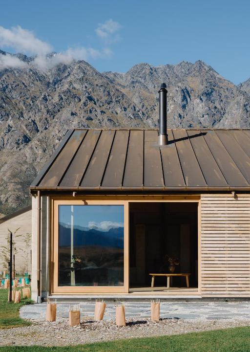 Kawarau Falls House | Jacks Point Earth House, Mountain View & Fireplace