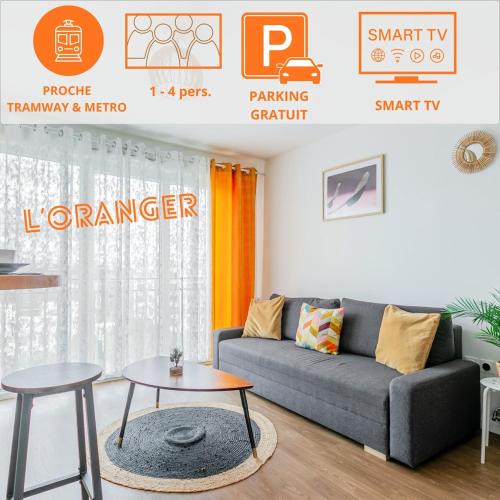 Pierrefitte-sur-Seine Apartment | L'ORANGER cosy, moderne, parking privé, proche tramway
