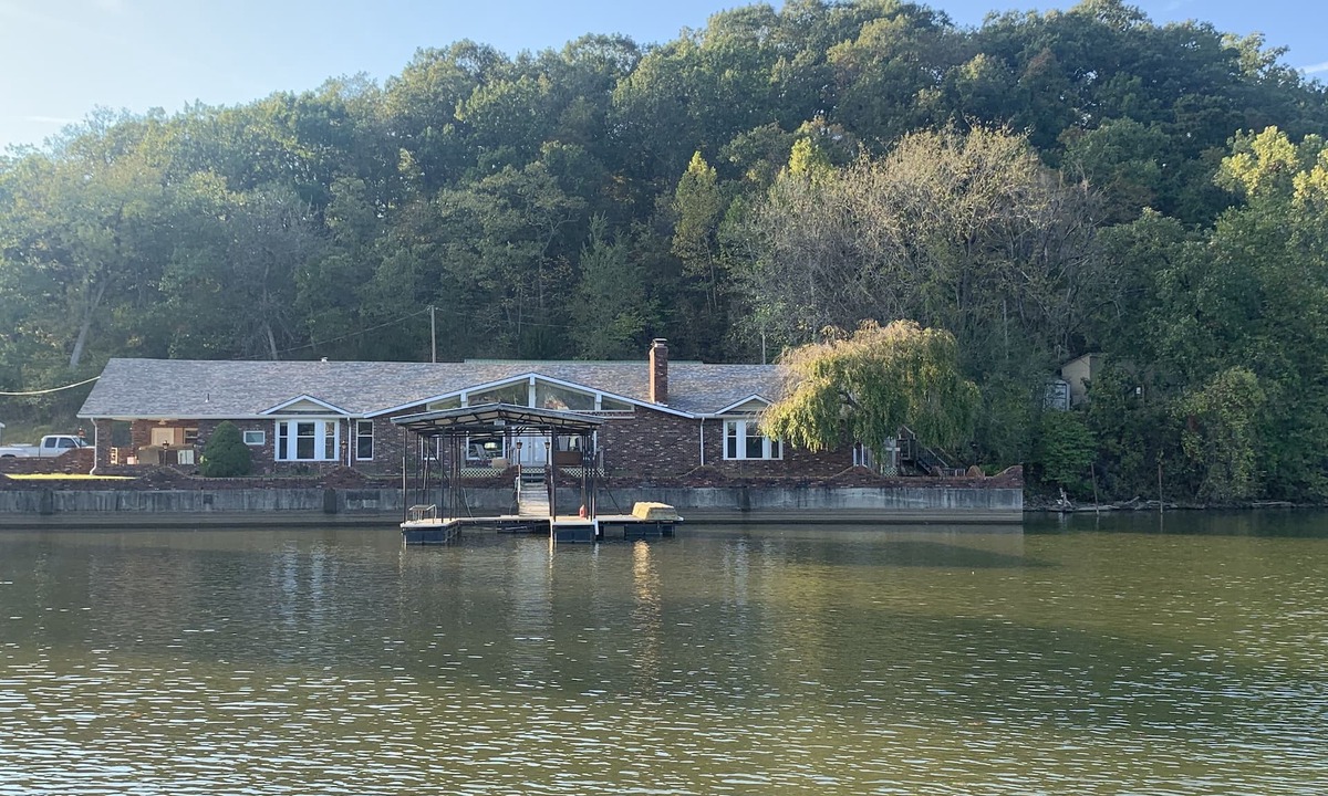 Versailles House | Lake Front Home with 3 steps to water, private dock, quiet cove & flat yard