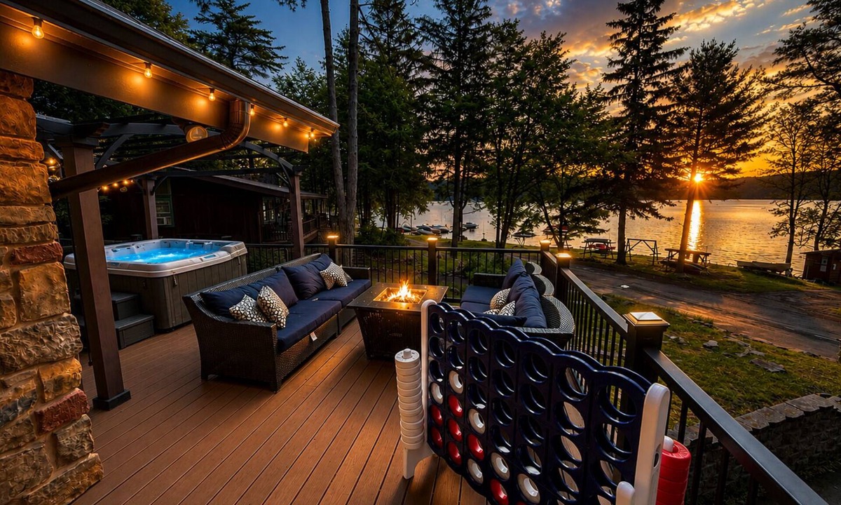 Lake Harmony House | Lakefront Beauty ~ Hot Tub & Arcade Room!- sleeps13