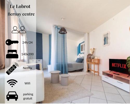 Bernay Apartment | Le Lobrot - studio 2 personnes - parking facile