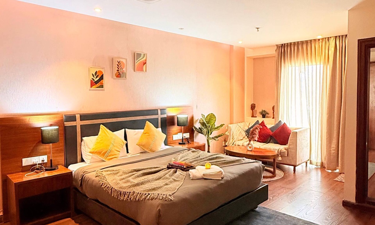 Gurugram Apartment | Lux Loft Studio w/Balcony in Gurgaon with Pool Access