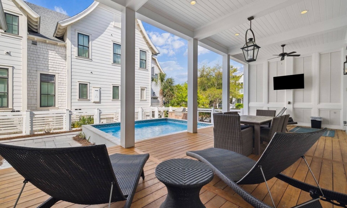 WaterSound Beach House | Luxe Watersound Retreat with Private Pool, 2 Golf Carts and Carriage House