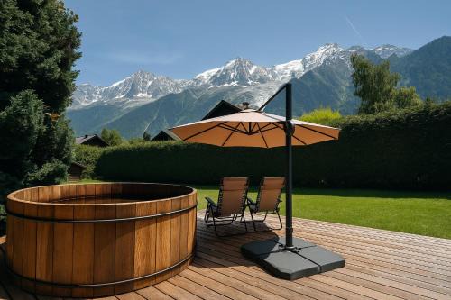 Les Houches Ski Chalet | Luxurious Chalet With Breathtaking Mont Blanc Massif Views From Hot Tub and Garden plus Sauna