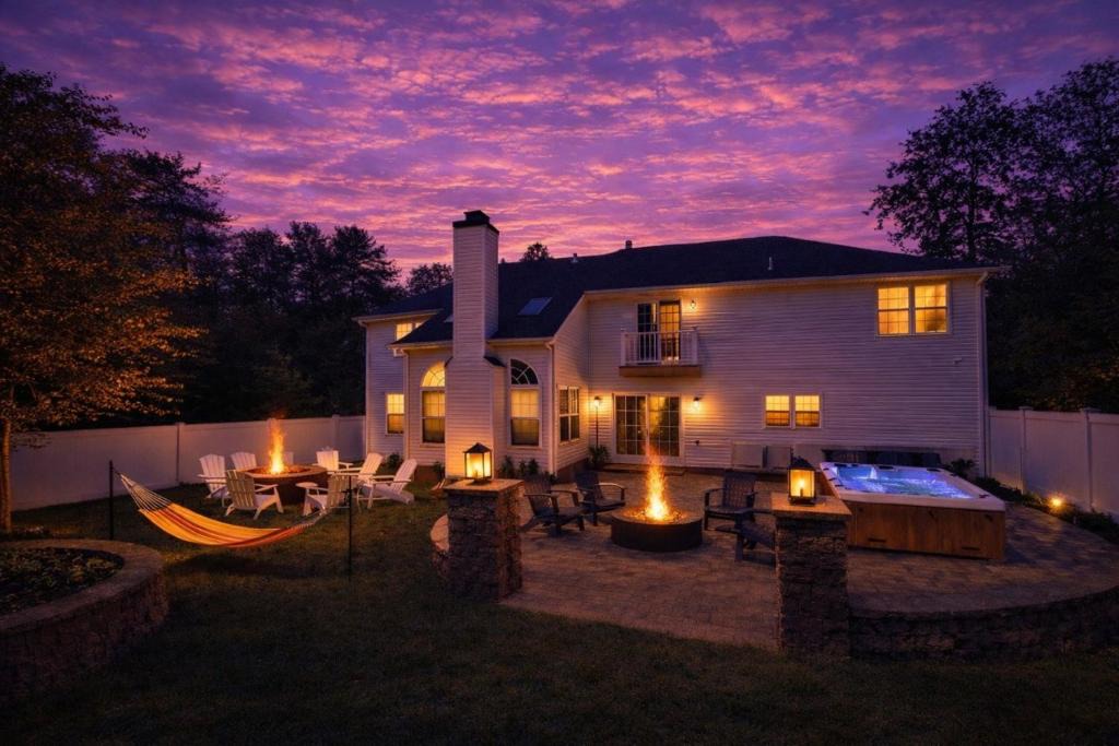 East Stroudsburg House | Luxury 5BR Backyard Oasis Hot Tub Game Room