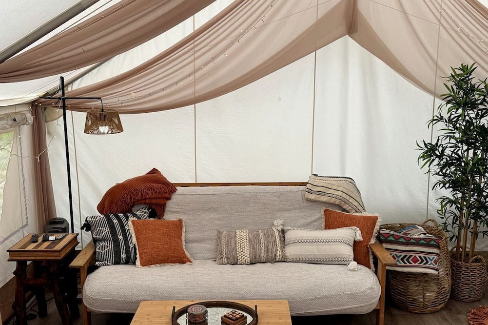 Brush Prairie RV Rental | Luxury Canvas Retreat w/Rain Shower & Firepit in Brush Prairie, Washington