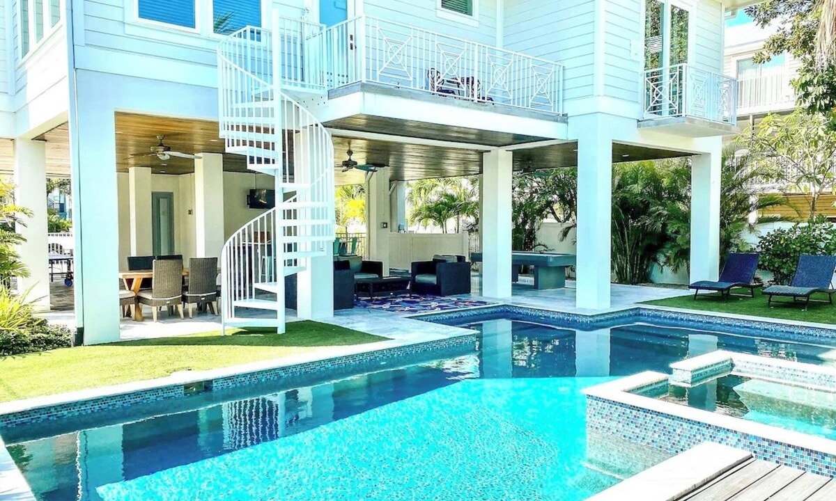 Holmes Beach House | Luxury Home Steps to the Beach with Pool, Spa and Rooftop!