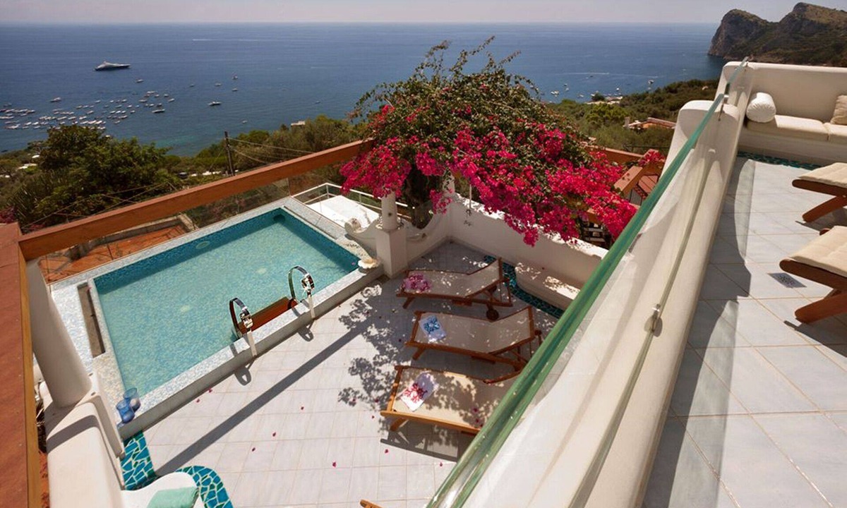 Marina del Cantone Villa | Luxury VILLA ARIADNE with private pool, jacuzzi, terrace and sea view