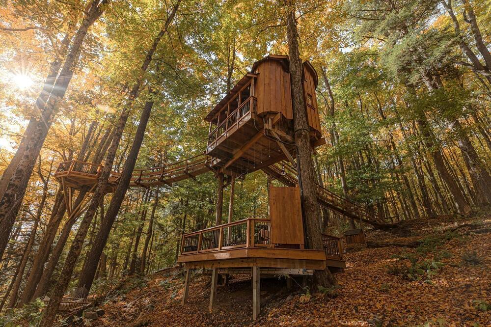 LaFayette Cabin | Magical Tree House Rental in the Woods near Syracuse for Glamping in New York State