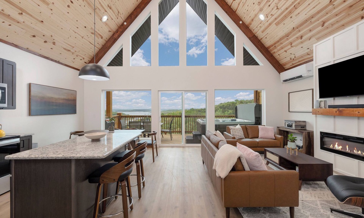 Indian Point Cabin | Modern A-Frame + Hot Tub with Lake Views Near Branson