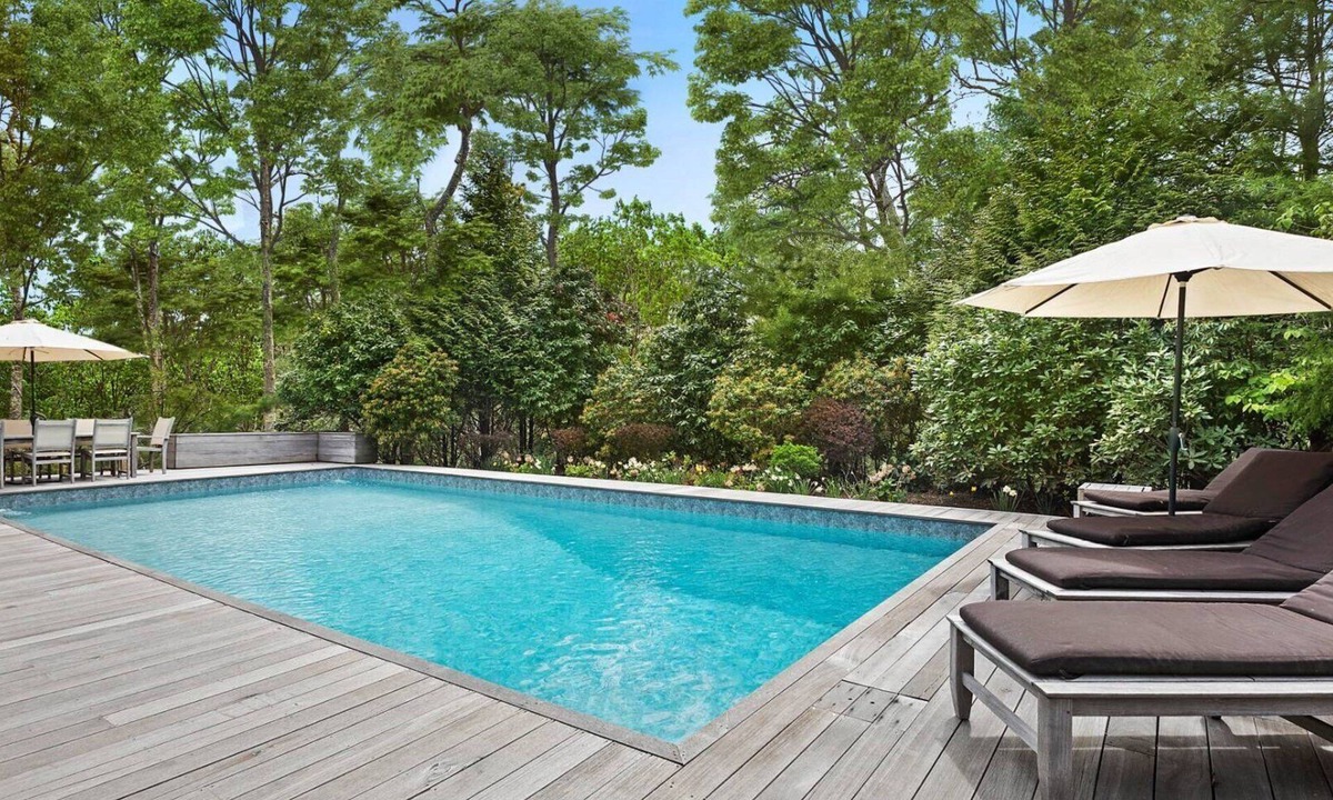 Northwest Harbor House | Modern East Hampton home with private heated pool, outdoor dining, perfect.